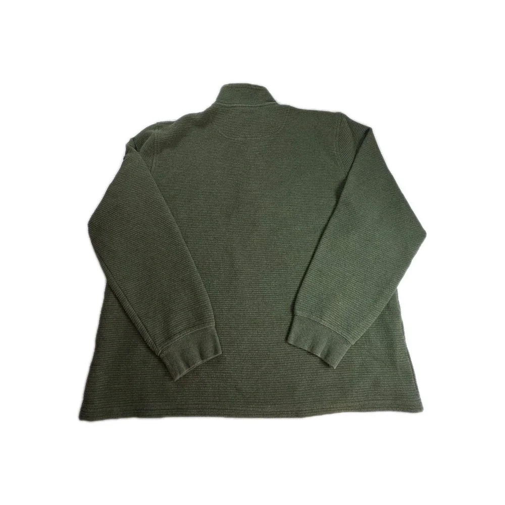 L.L.Bean Green 1/4 Zip Mock Neck Knit Pullover Sweatshirt Logo Men's L OLIVE GRE